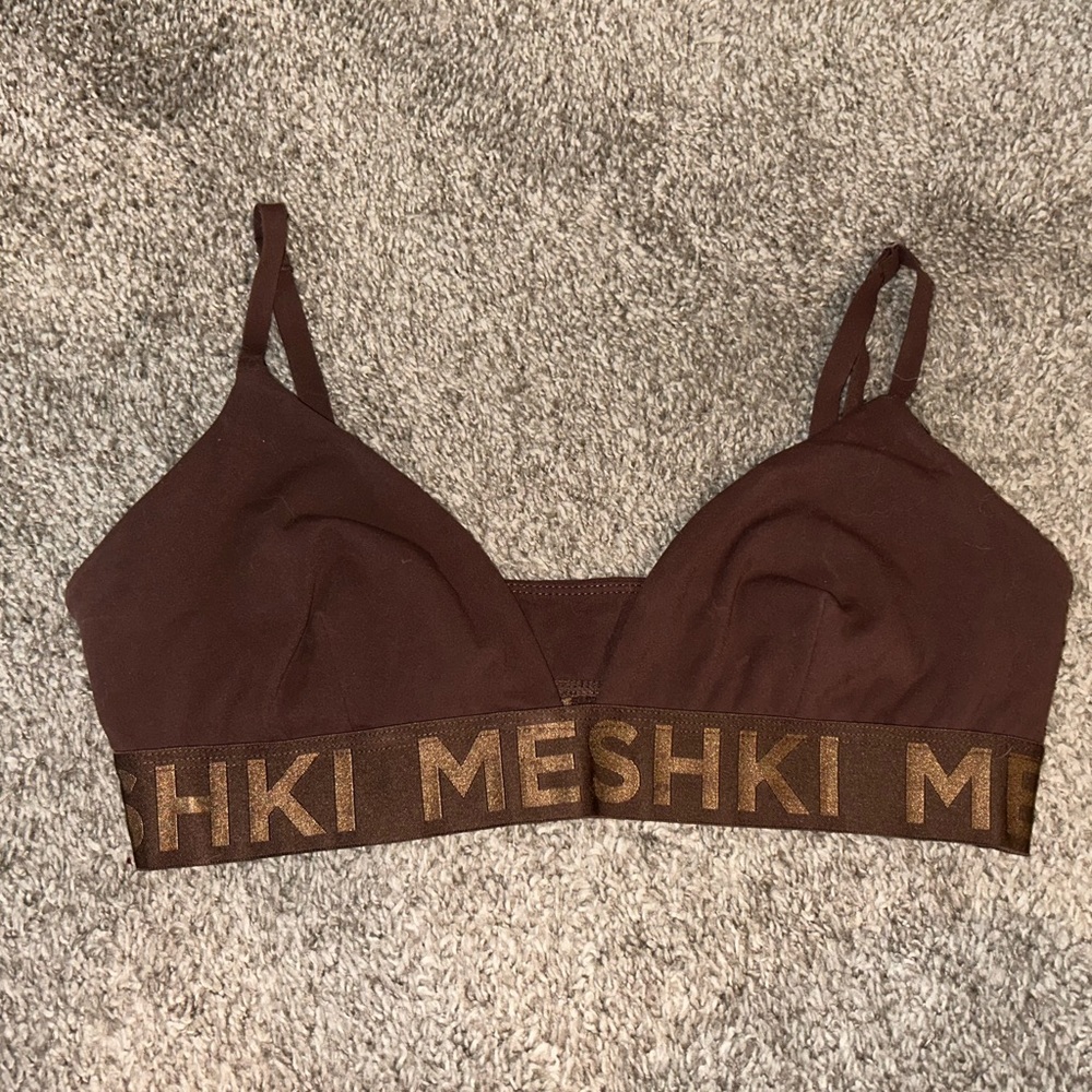 Brown meshki bralette plunge